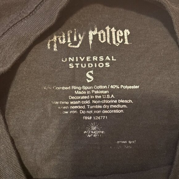 Harry Potter Women's Cropped Top The Deathly Hallows Wizarding World Black Sz S - Picture 3 of 5